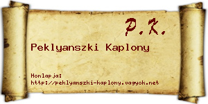 Peklyanszki Kaplony névjegykártya